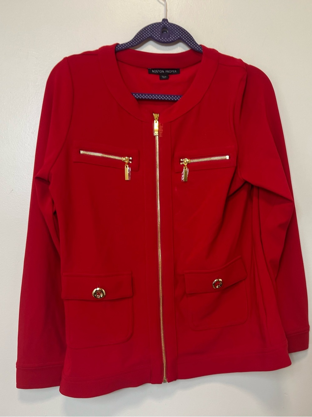 Boston Proper Red Zip-Front Women's Jacket. Size Medium. NWOT